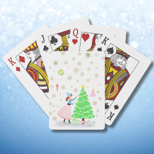 Jeu De Cartes Femme Rétro Vintage Décorant un Arbre de Noël