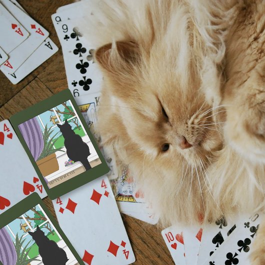 Jeu De Cartes Fenêtre Chat noir regardant dehors