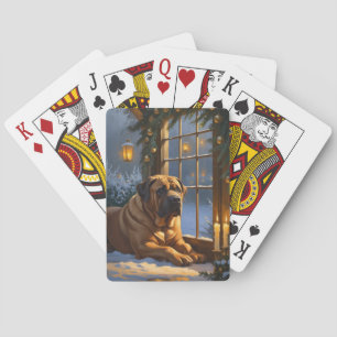 Jeu De Cartes Festif Bullmastiff avec les lumières de Noël