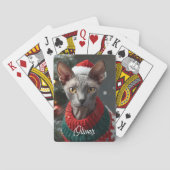 Jeu De Cartes Festif Cornish Rex Chat Noël personnalisé (dos)