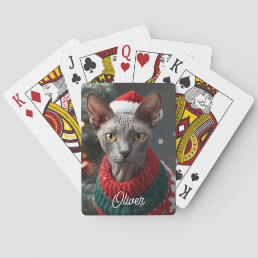 Jeu De Cartes Festif Cornish Rex Chat Noël personnalisé (dos)