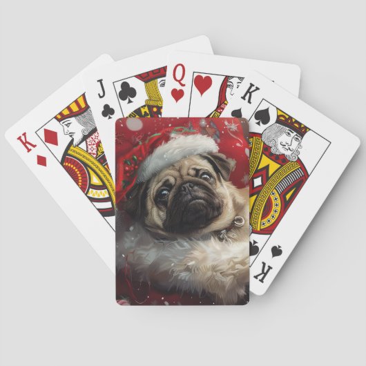 Jeu De Cartes Festive de Noël de chien carlin (dos)