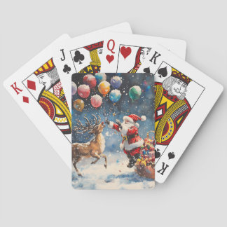 Jeu De Cartes Festive Watercolor Santa Reindeer Colorful Balloon