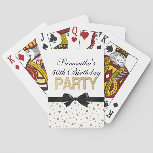 Jeu De Cartes Fête d'anniversaire de confettis d'étincelle d'or (dos)