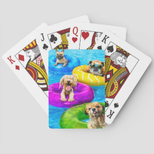 Jeu De Cartes Fête de chien dans la piscine