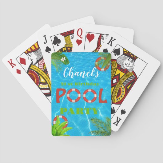 Jeu De Cartes Fête de la piscine tropicale | Anniversaire d'été (dos)