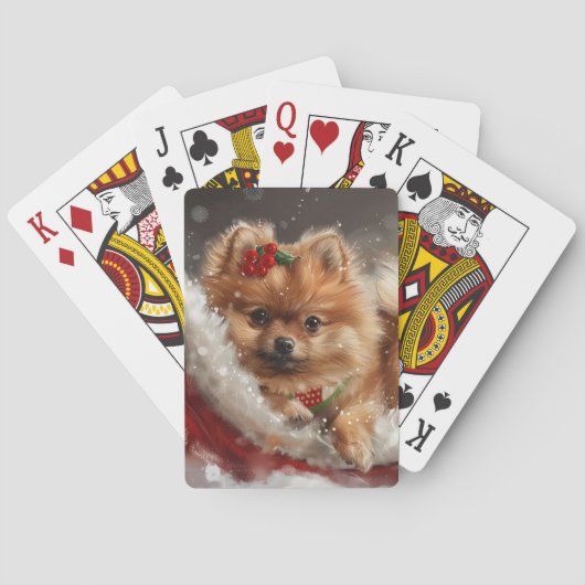 Jeu De Cartes Fête de Noël de Chien de Poméranie (dos)