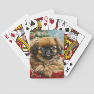 Jeu De Cartes Fête de Noël des chiens de Pékin
