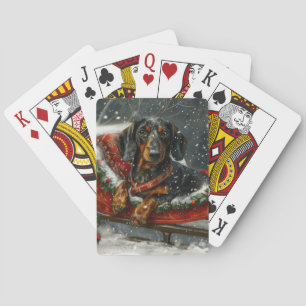 Jeu De Cartes Fête de Noël du chien Dachshund