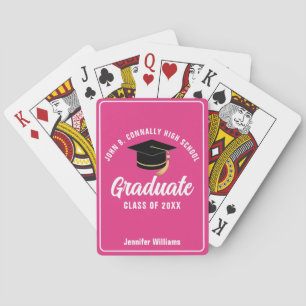 Jeu De Cartes Fête de remise des diplômes rose chaud personnalis