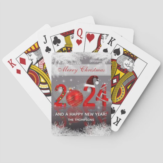 Jeu De Cartes Fête Rouge Joyeux Noël Nouvel An 2024 (dos)