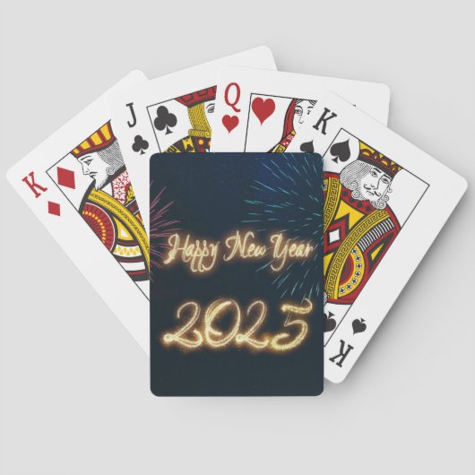 Jeu De Cartes Feu d'artifice étincelant Bonne année 2025 (dos)
