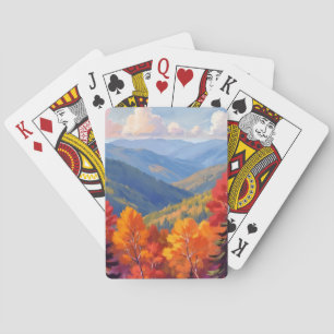 Jeu De Cartes Feuillage d'automne Paysage de montagne à l'aqua