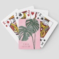 Feuille de palme rose verte Initiales Mariages per