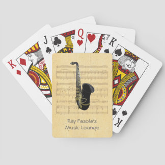 Jeu De Cartes Feuille de saxophone or et noir Musique Cartes de