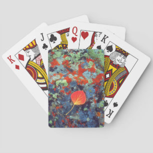 Jeu De Cartes Feuille de tremble sur une roche couverte de liche