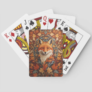 Jeu De Cartes Feuilles d'automne saisonnière Renard rouge Visage