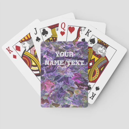 Jeu De Cartes Feuilles de feuillage Motif rose violet personnali (dos)