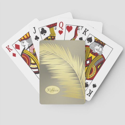 Jeu De Cartes Feuilles de palmier tropical doré (dos)