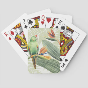 Jeu De Cartes Feuilles De Palmiers Avec Oiseau Vert