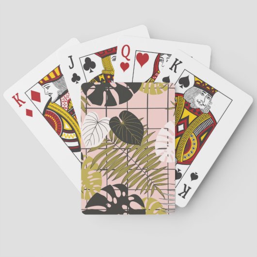 Jeu De Cartes Feuilles de palmiers tropicaux, été élégant. (dos)