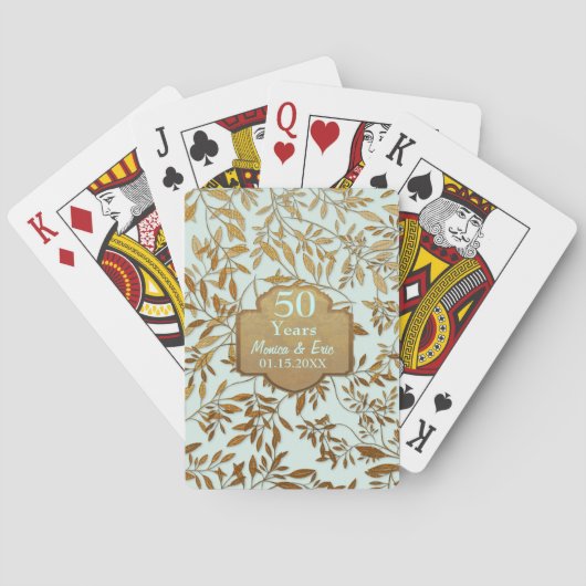 Jeu De Cartes Feuilles d'or 50e anniversaire Mariage (dos)