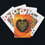 Jeu De Cartes FEUILLES D'OR, jaune orange noir<br><div class="desc">Elégant,  unique,  coloré art numérique 3D,  bijou high tech : coeur d'or,  noeuds celtiques,  animaux stylisés,  pierres précieuses,  brillantes,  rouge,  orange,  tourbillons fractaux organiques jaunes,  vagues. Design,  modélisation et rendu très précis par Bulgan Lumini (c) .Partie de la série Hyper Talismans.</div>