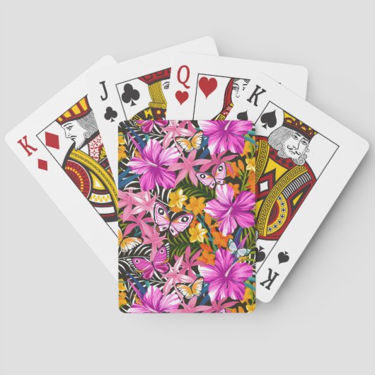Jeu De Cartes Feuilles et fleurs tropicales (dos)