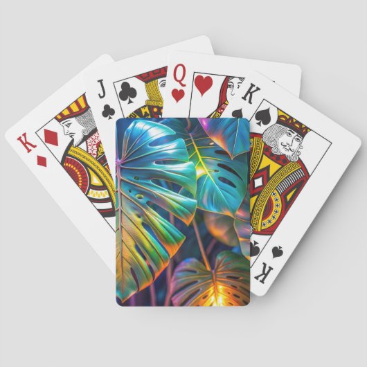 Jeu De Cartes Feuilles néons tropicaux (dos)