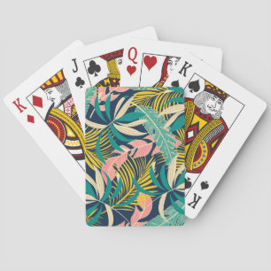 Jeu De Cartes Feuilles tropicaux colorés : motif d'été.