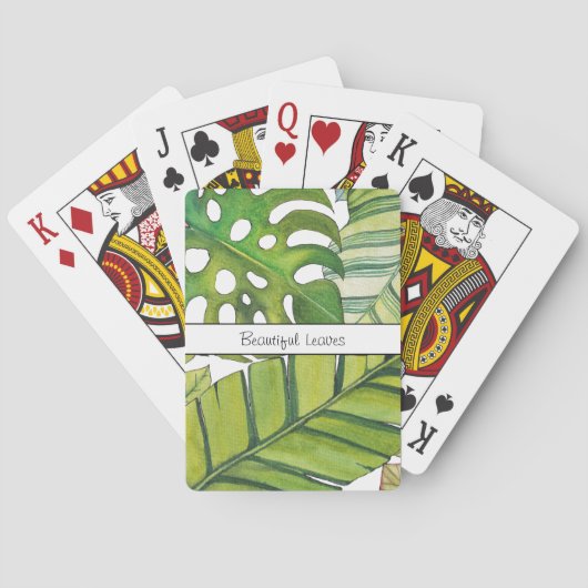 Jeu De Cartes Feuilles Tropicaux En Aquarelle (dos)