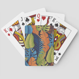 Jeu De Cartes Feuilles tropicaux, motif sans couture fleurie.