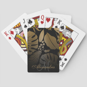 Jeu De Cartes Feuilles tropicaux Noir et Or