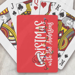 Jeu De Cartes Feux à cordes de famille Santa Hat Noël