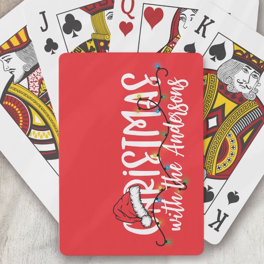 Jeu De Cartes Feux à cordes de famille Santa Hat Noël
