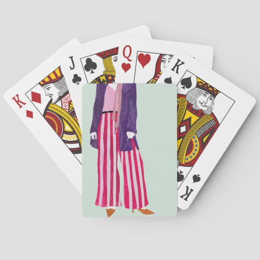 Jeu De Cartes Figure de mode debout - Pantalon rayé (dos)