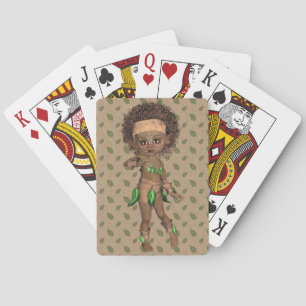 Jeu De Cartes Fille Africaine Jouant Des Cartes