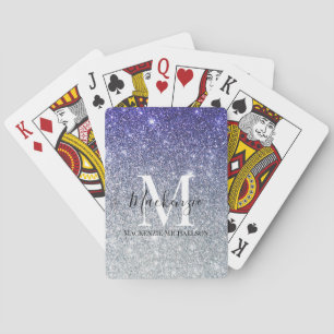 Jeu De Cartes Fille Argent Violet Ombre Parties scintillant Nom