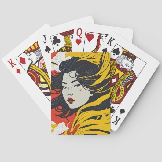 Jeu De Cartes Fille asiatique colorée (dos)