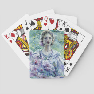 Jeu De Cartes Fille aux fleurs violettes (par Robert Reid)