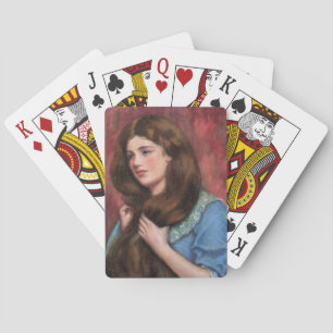 Jeu De Cartes Fille avec de beaux longs cheveux Brown
