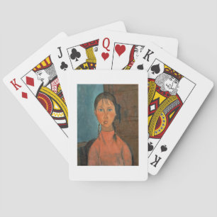 Jeu De Cartes Fille avec les tresses, c.1918 (huile sur la
