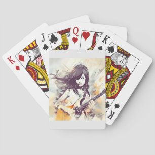 Jeu De Cartes Fille avec musique rock vibes