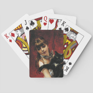 Jeu De Cartes Fille avec un chat noir dans ses bras