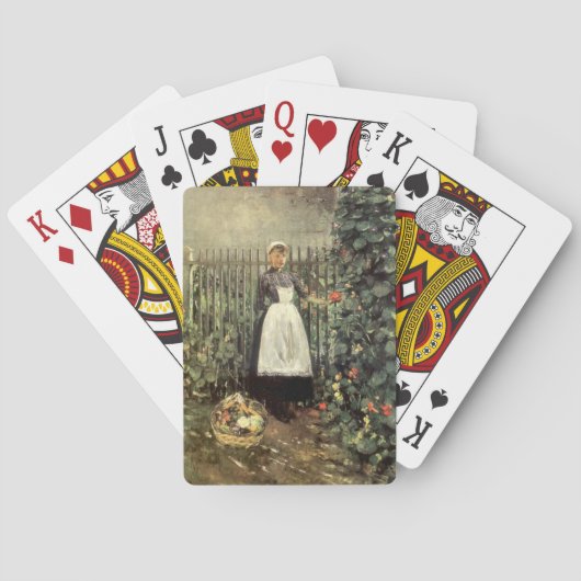 Jeu De Cartes Fille avec un panier de légumes dans un jardin (dos)
