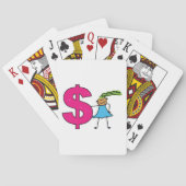 Jeu De Cartes Fille Avec Un Panneau Dollar (dos)
