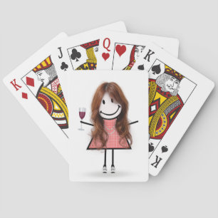 Jeu De Cartes Fille bonhomme allumette avec verre à vin 