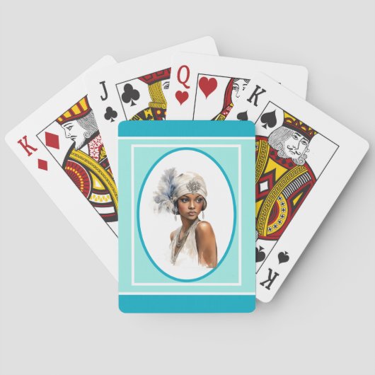 Jeu De Cartes Fille brune Art Déco Flapper (dos)