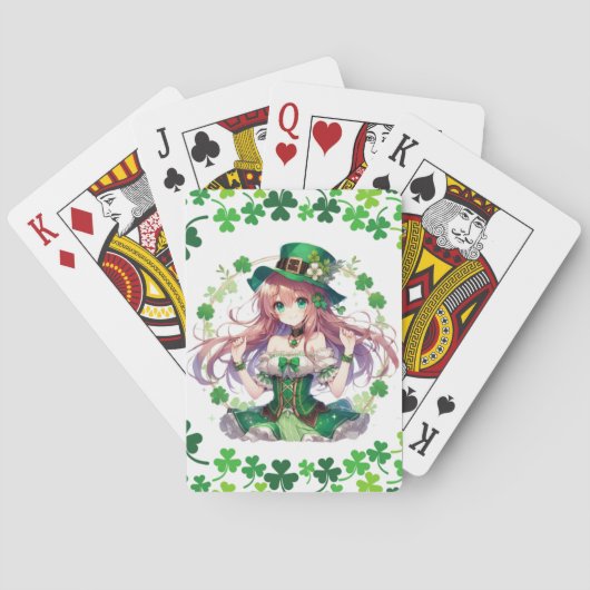 Jeu De Cartes Fille d'anime de la Saint Patrick's Day (dos)