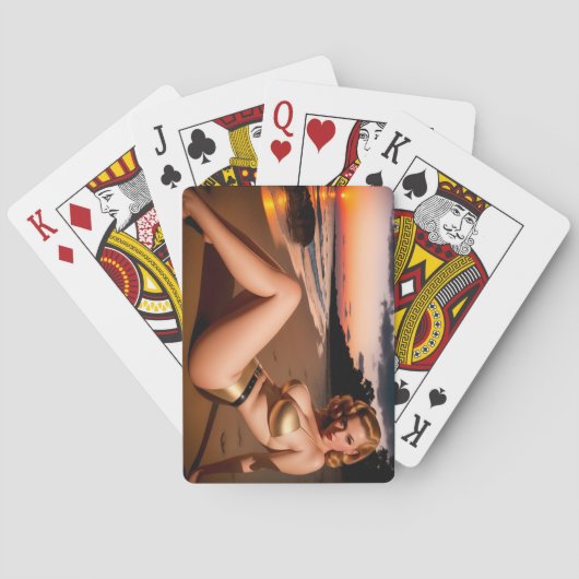 Jeu De Cartes Fille dans le Bikini d'or (dos)